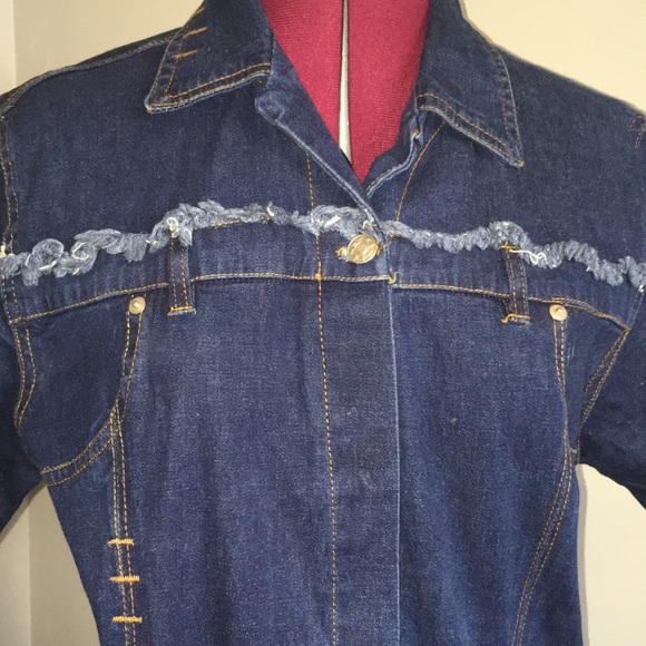 Y2K Denim Button Dress With Lace Up Back - Picture 5 of 11